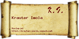 Krauter Imola névjegykártya